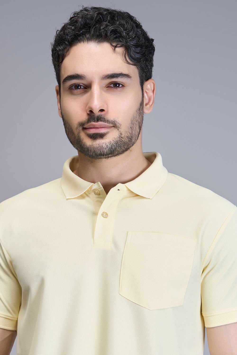 Light Yellow Smart Tech Pocket + Polo T-shirts Maxzone Clothing   