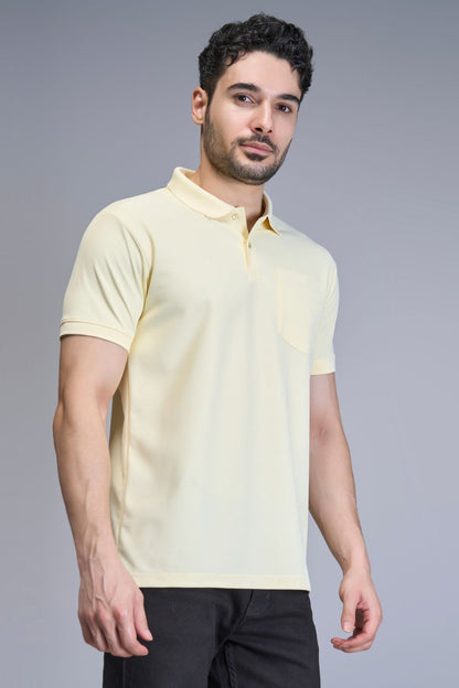 Light Yellow Smart Tech Pocket + Polo T-shirts Maxzone Clothing   