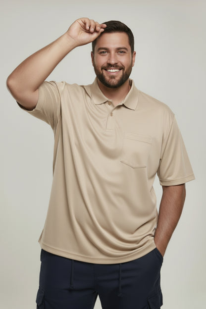 Soft Beige - Smart Tech Pocket Polo Plus Size