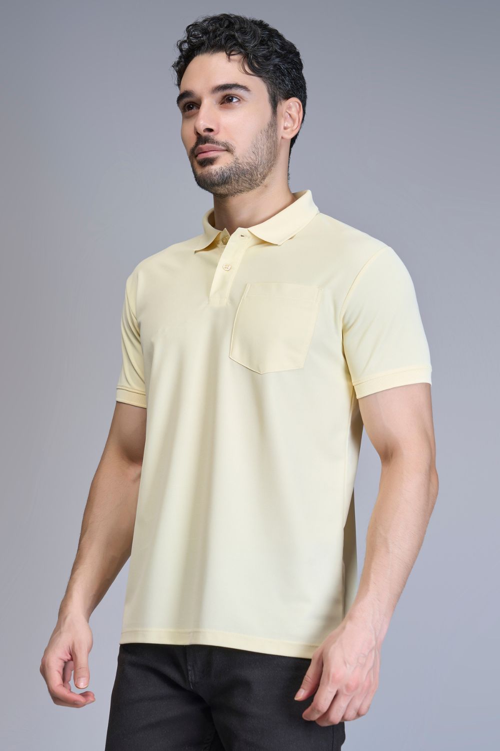Light Yellow Smart Tech Pocket + Polo T-shirts Maxzone Clothing   
