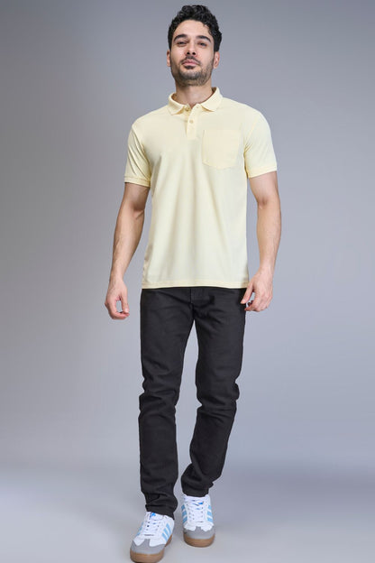 Light Yellow Smart Tech Pocket + Polo T-shirts Maxzone Clothing   