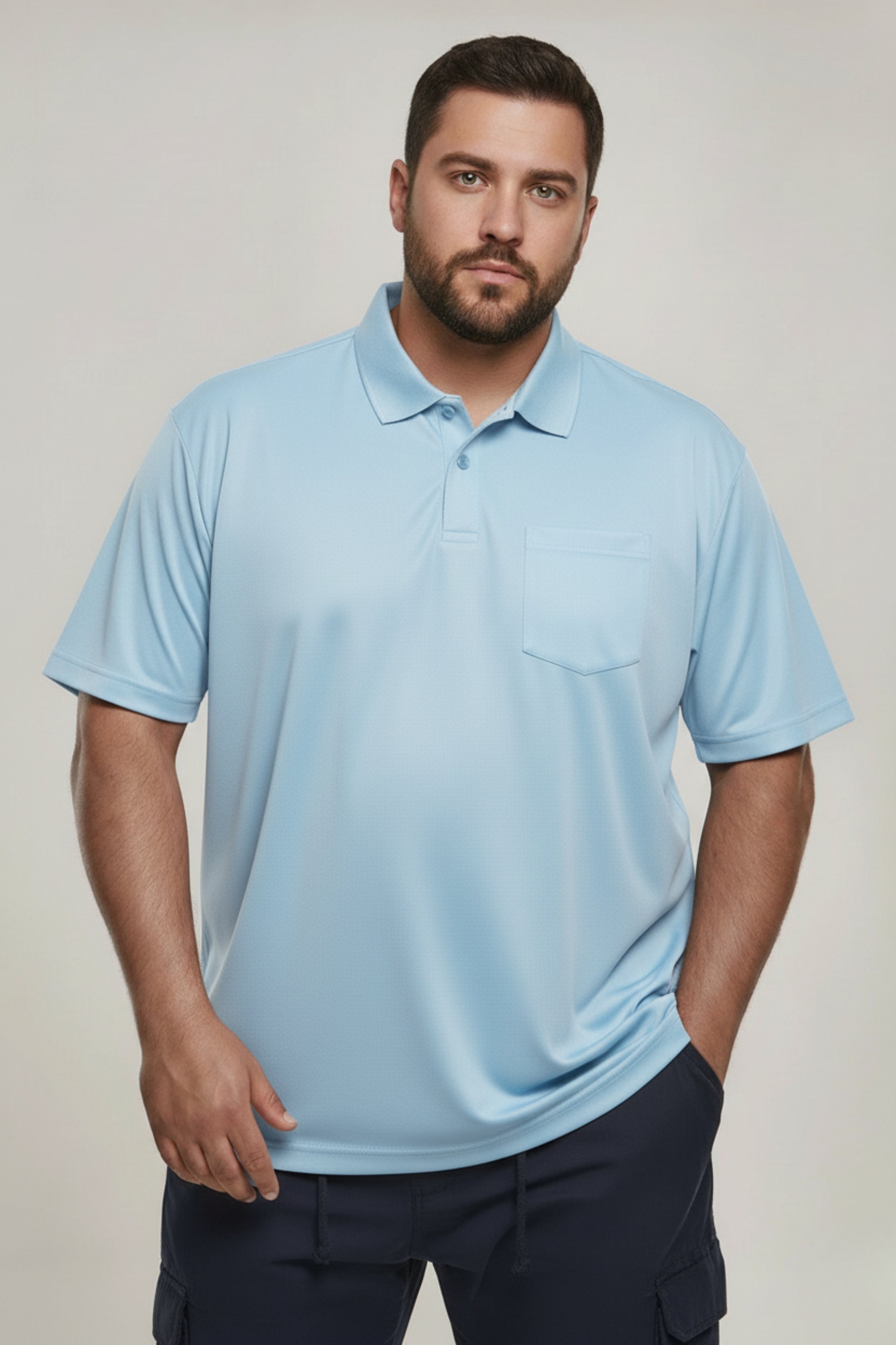 Sky Blue - Smart Tech Pocket Polo Plus Size – Maxzone Clothing