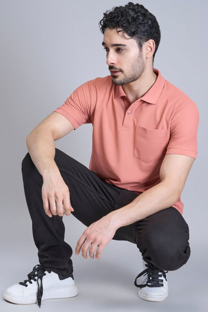 Light Pink Smart Tech Pocket + Polo T-shirts Maxzone Clothing   