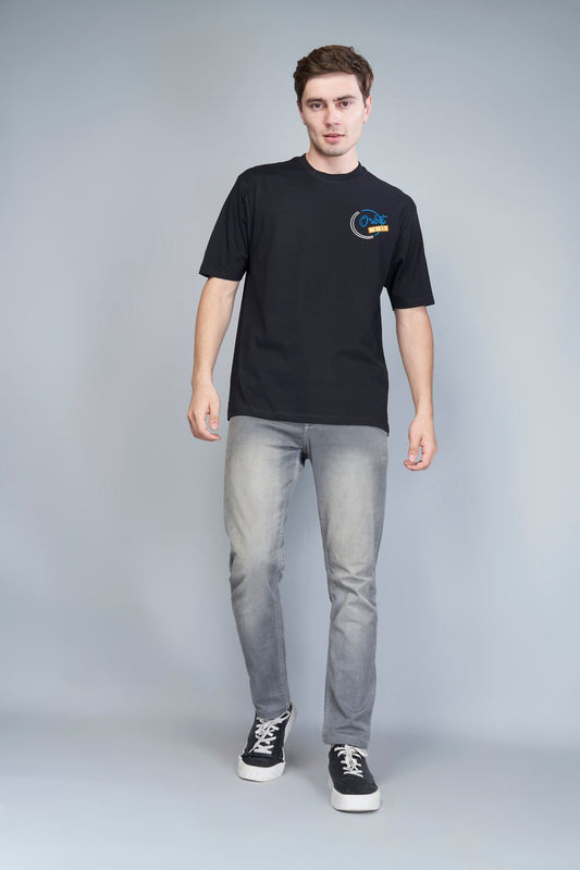 Printed Oversized Dark Charcoal T-shirts Maxzone Clothing   