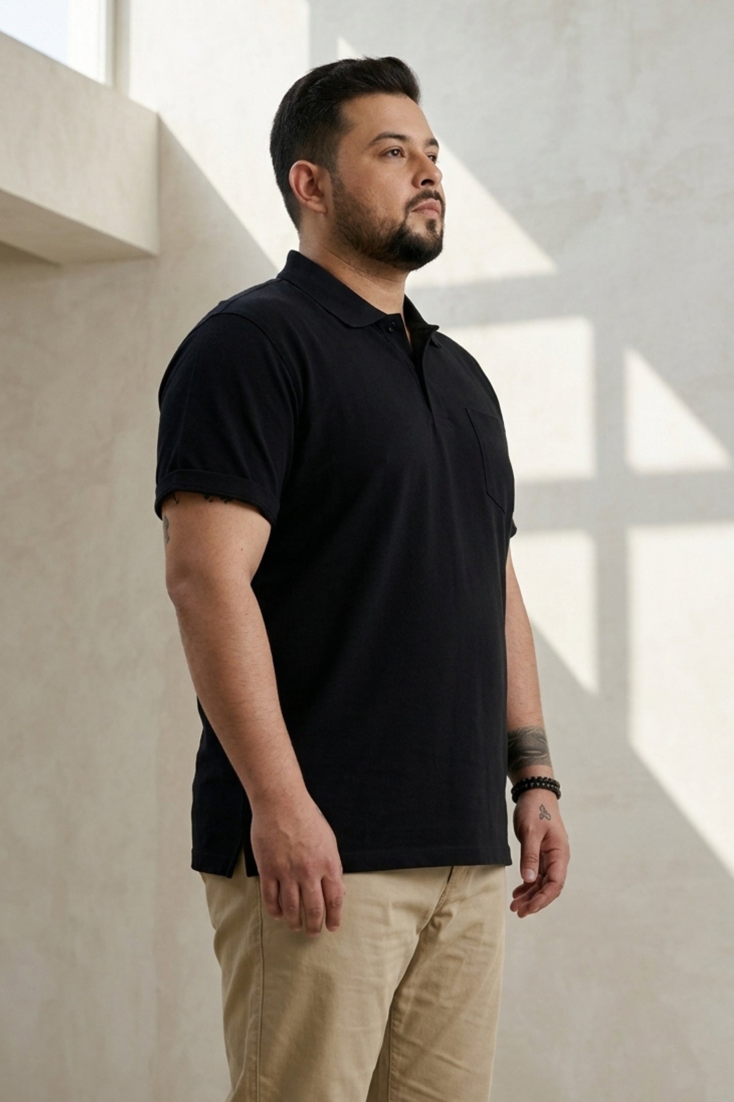 Black - Zyric Pocket Polo Plus Size