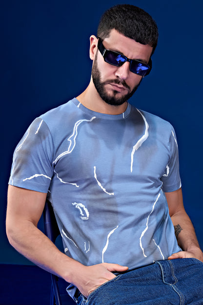 Mint Blue - AOP Round Neck T-shirt