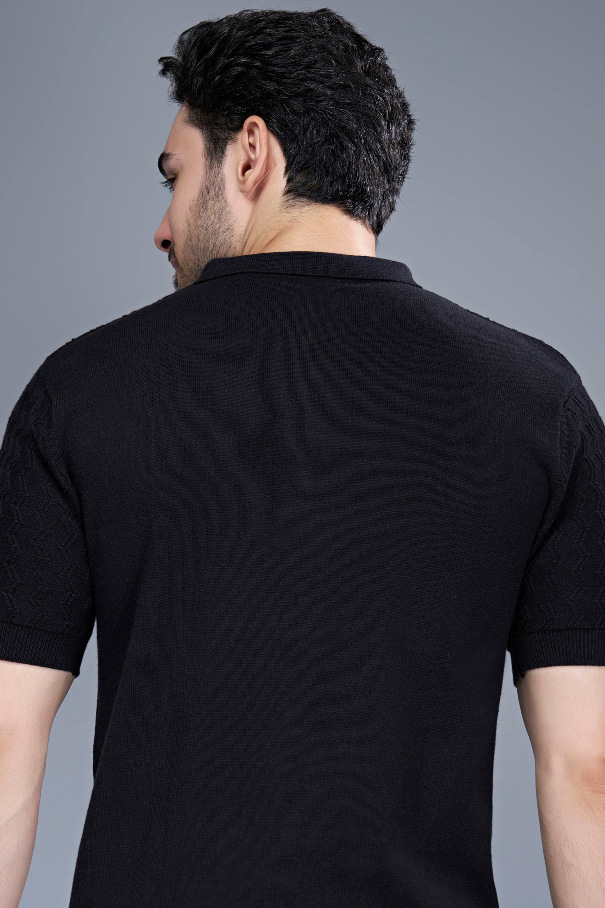 Black - Luxe Knitted Polo Maxzone Clothing