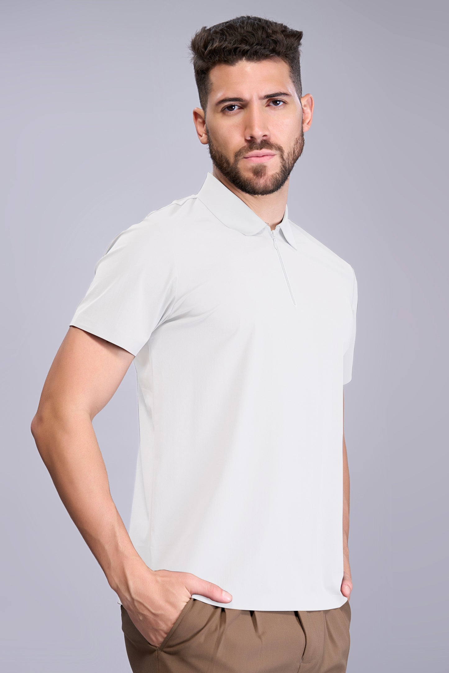 White - Stitchless Zip Polo T-shirt