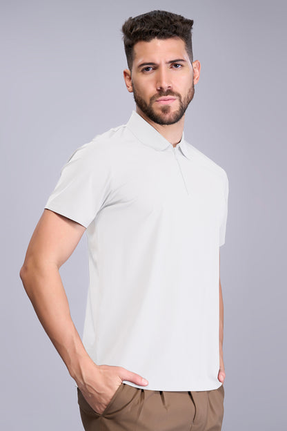 White - Stitchless Zip Polo T-shirt