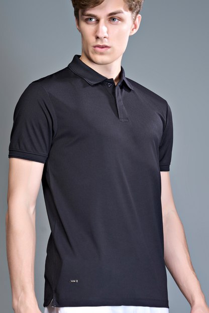 Black - Smart Tech Textured Polo Maxzone Clothing