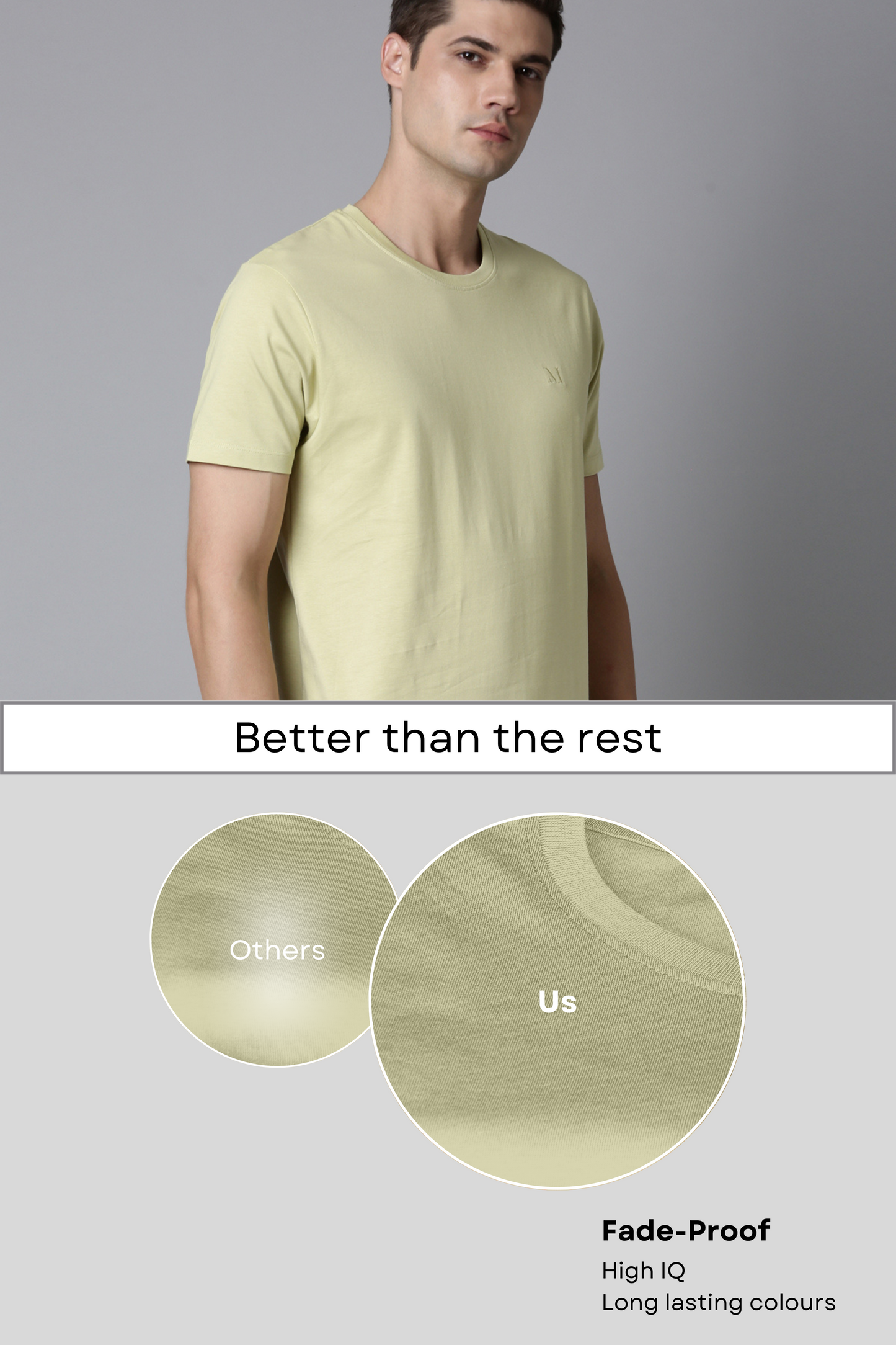 Pastel Yellow Cotton IQ Basics T-SHIRT Maxzone Clothing