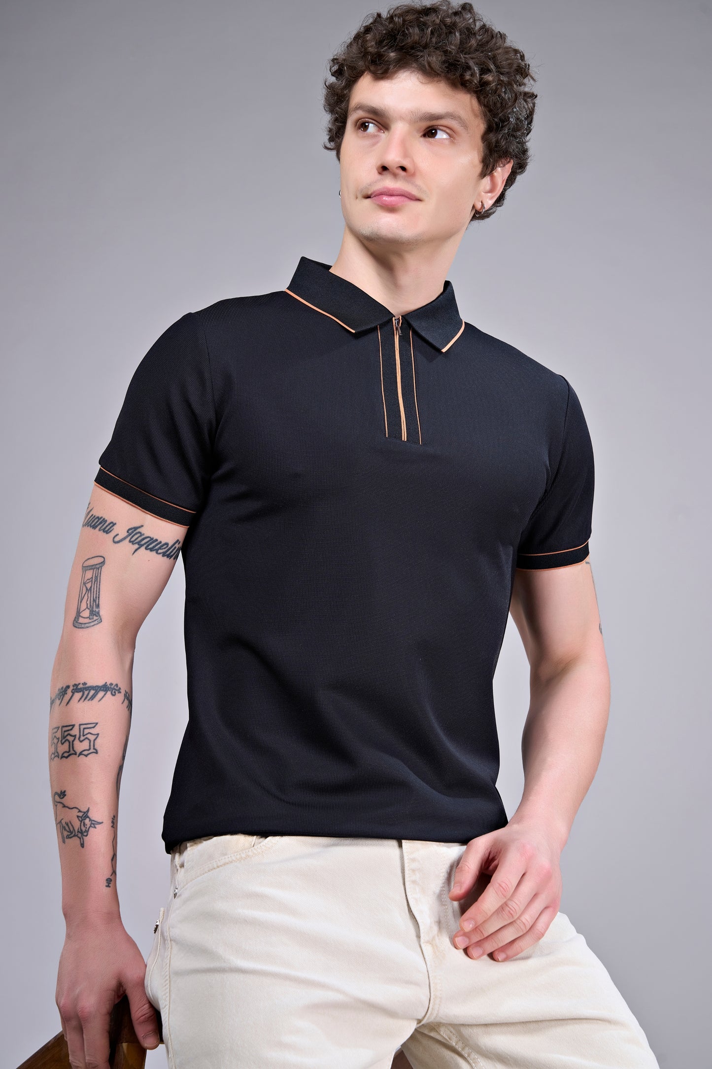Black - Stitchless Zipper Polo