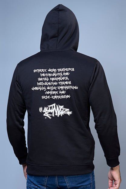 Drip Printed Black Hoodie Hoodies Maxzone Clothing