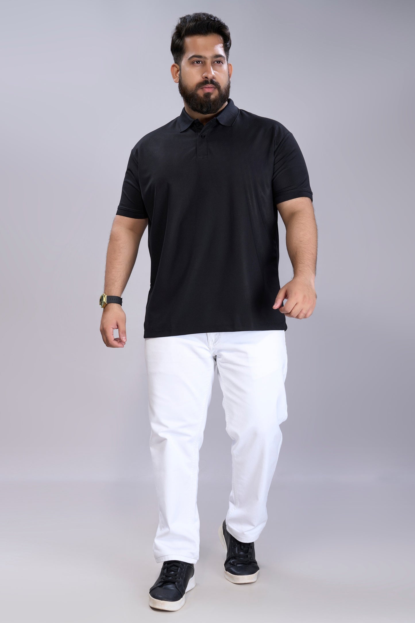 Black - Smart Tech Polo Plus Size