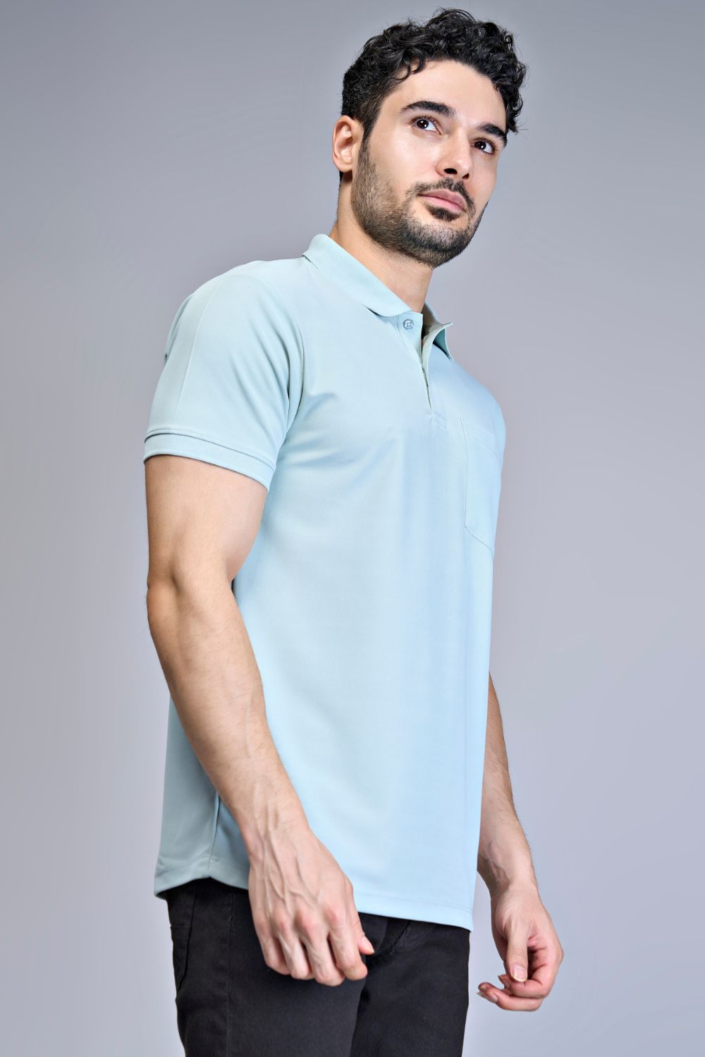 Sky Blue Smart Tech Pocket + Polo T-shirts Maxzone Clothing   