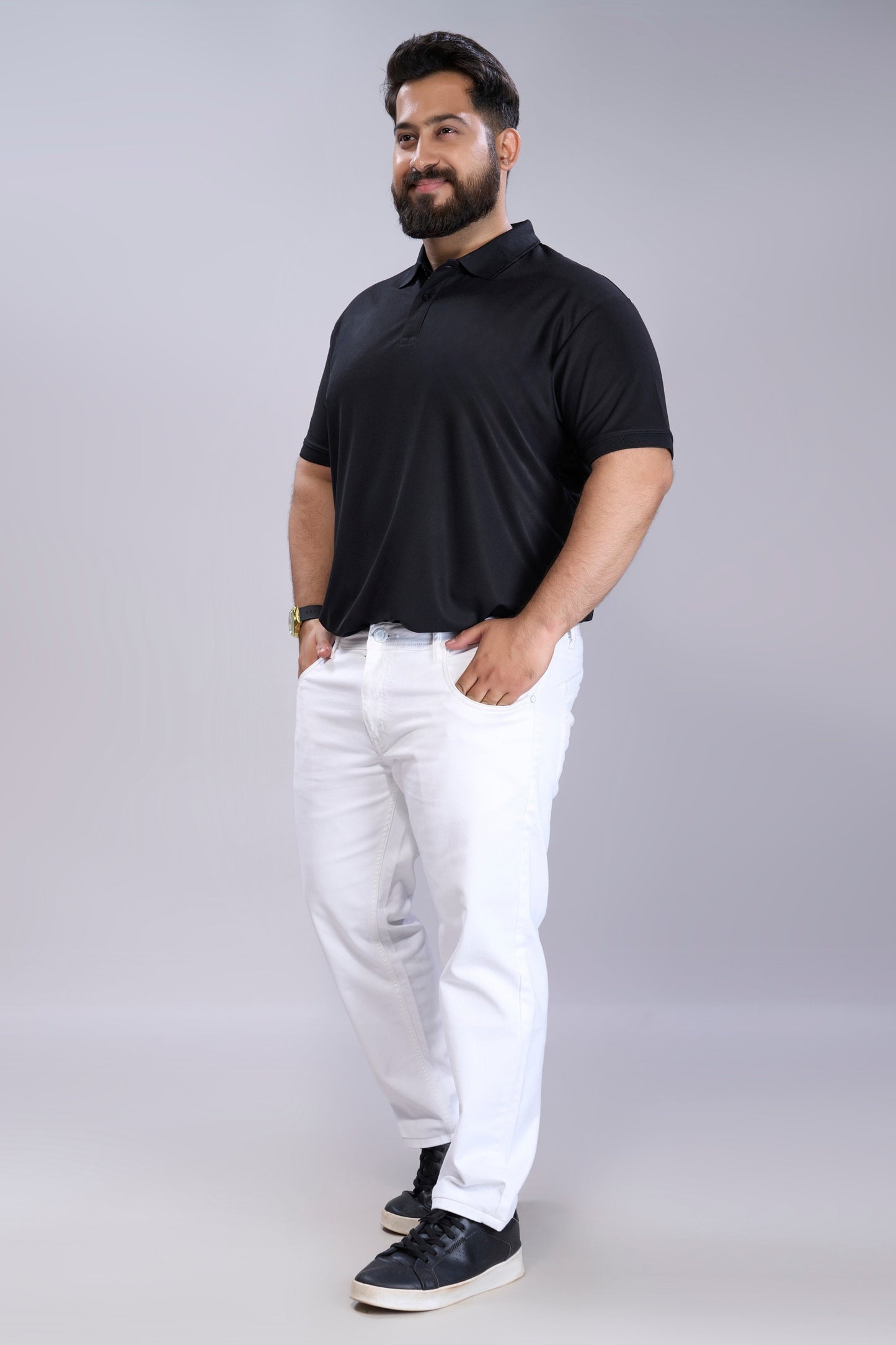 Black - Smart Tech Polo Plus Size