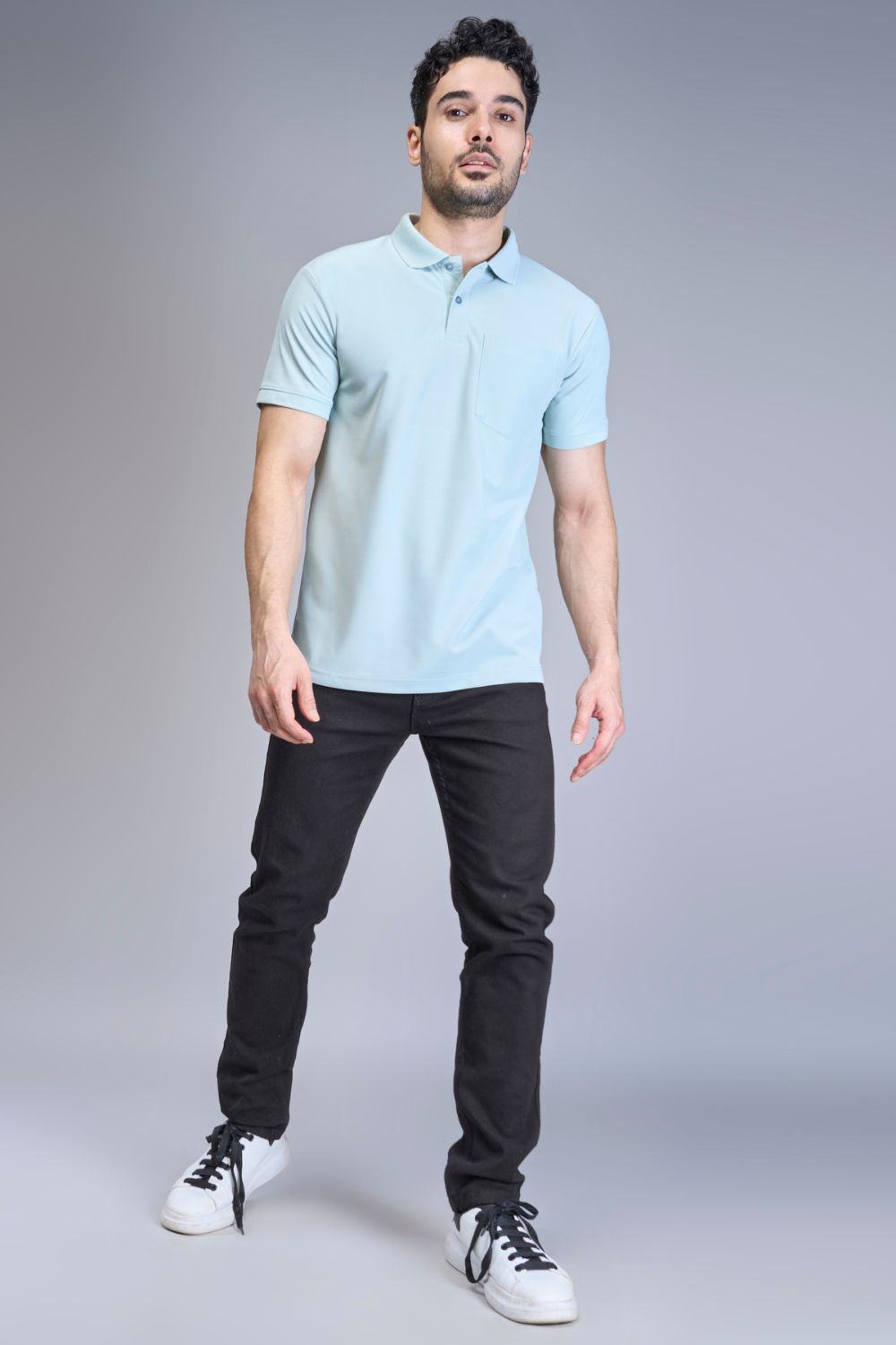 Sky Blue Smart Tech Pocket + Polo T-shirts Maxzone Clothing   