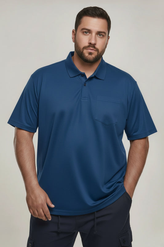 Teal Navy - Smart Tech Pocket Polo Plus Size