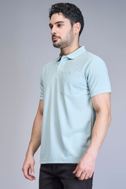 Sky Blue Smart Tech Pocket + Polo T-shirts Maxzone Clothing   