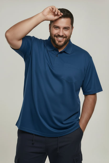 Teal Navy - Smart Tech Pocket Polo Plus Size