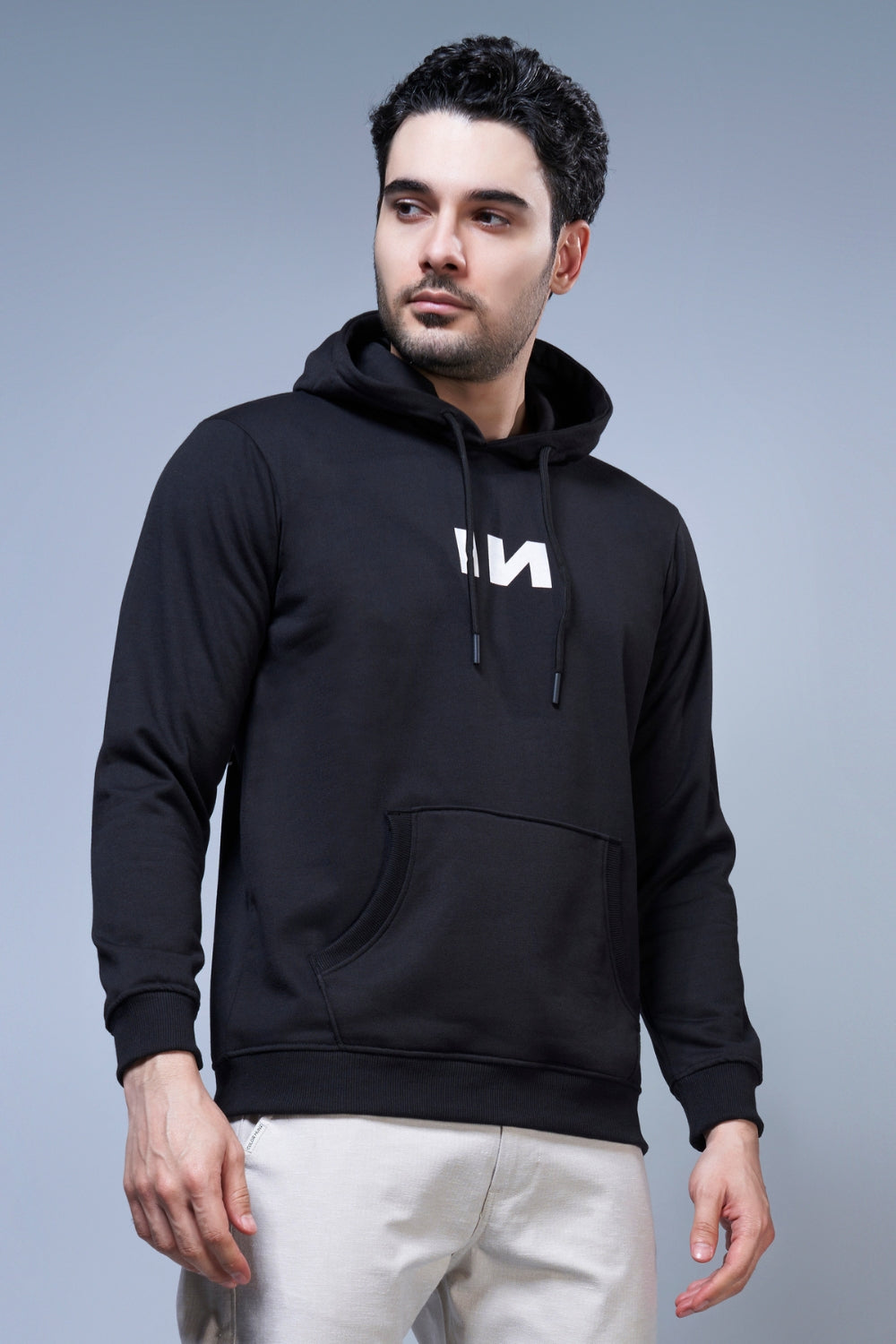 Instinct Printed Black Hoodie Hoodies Maxzone Clothing M