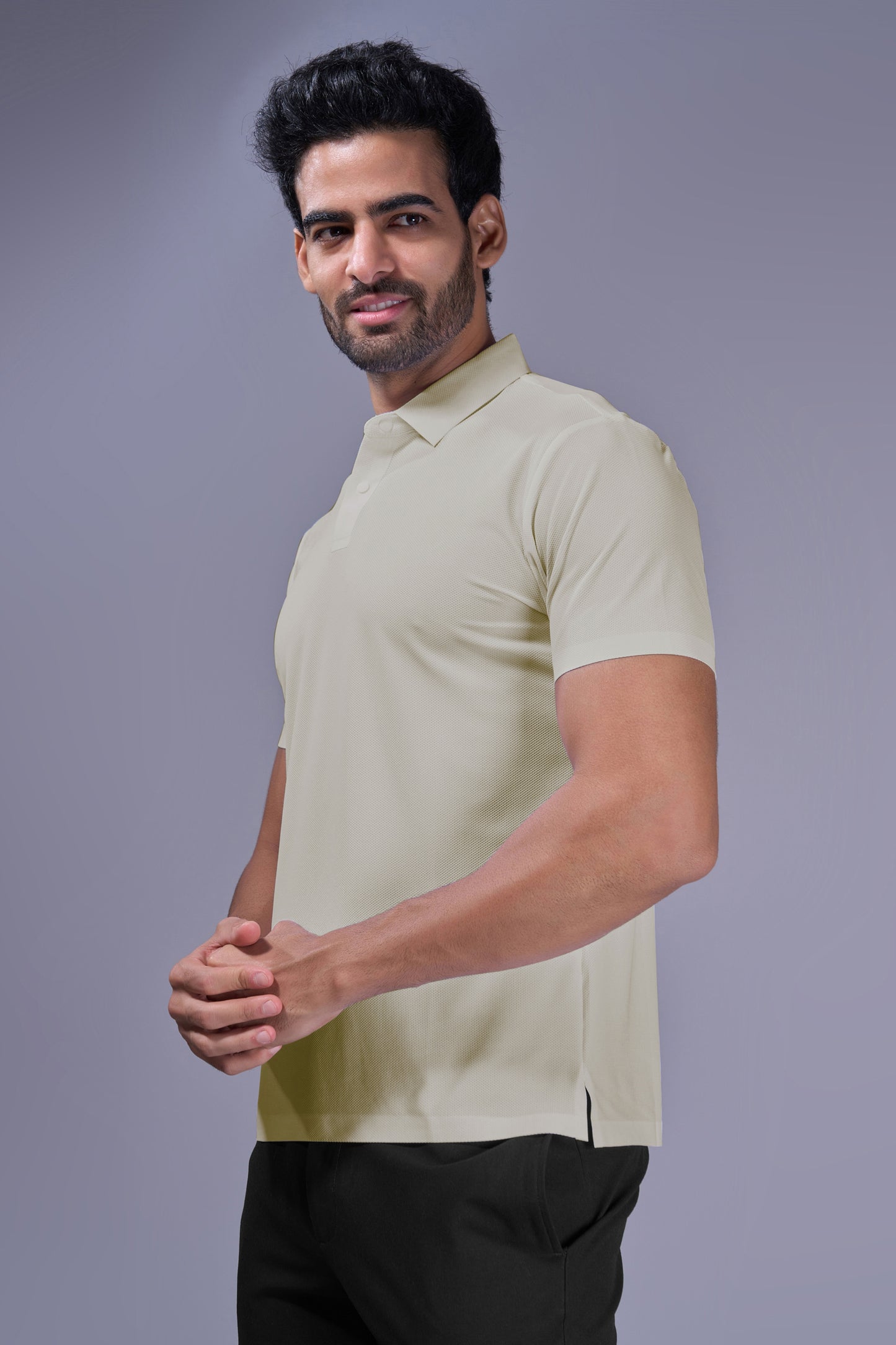Beige - 2 Button Stitchless Polo
