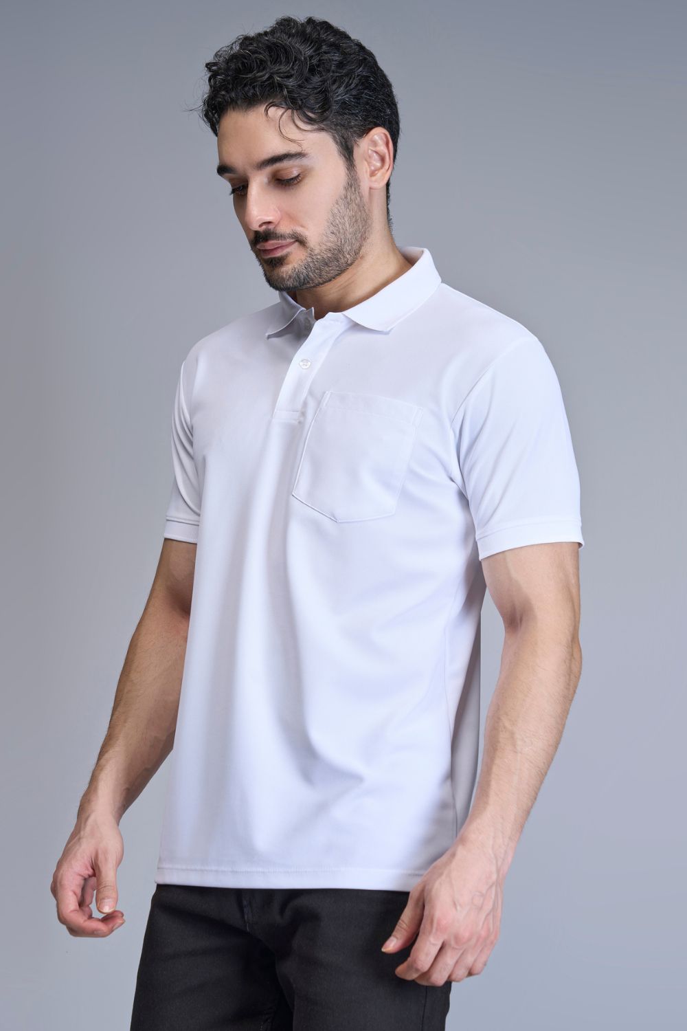 White Smart Tech Pocket + Polo T-shirts Maxzone Clothing   