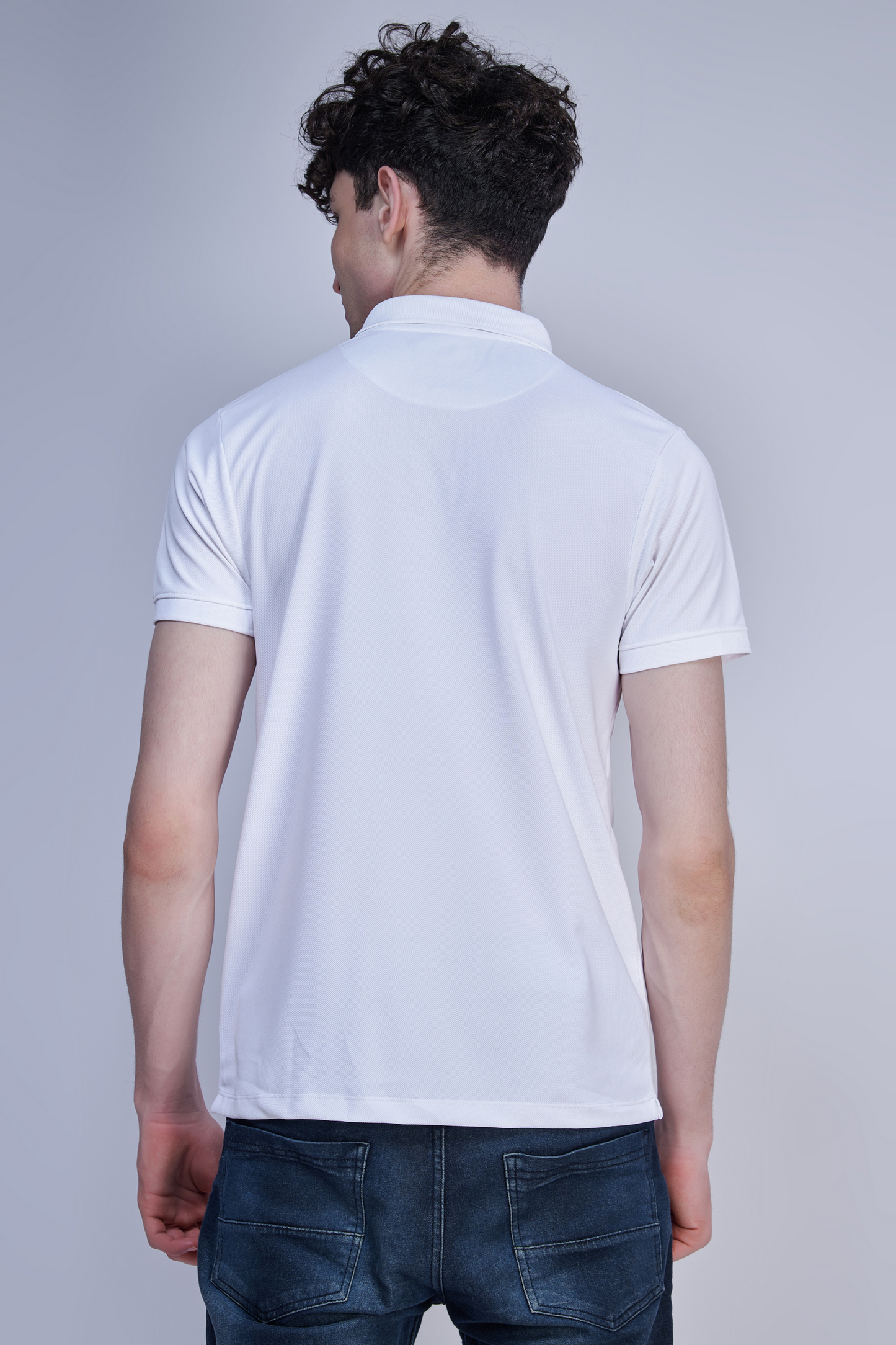 White Crepe Polo T-shirt Polo T-SHIRT Maxzone Clothing   