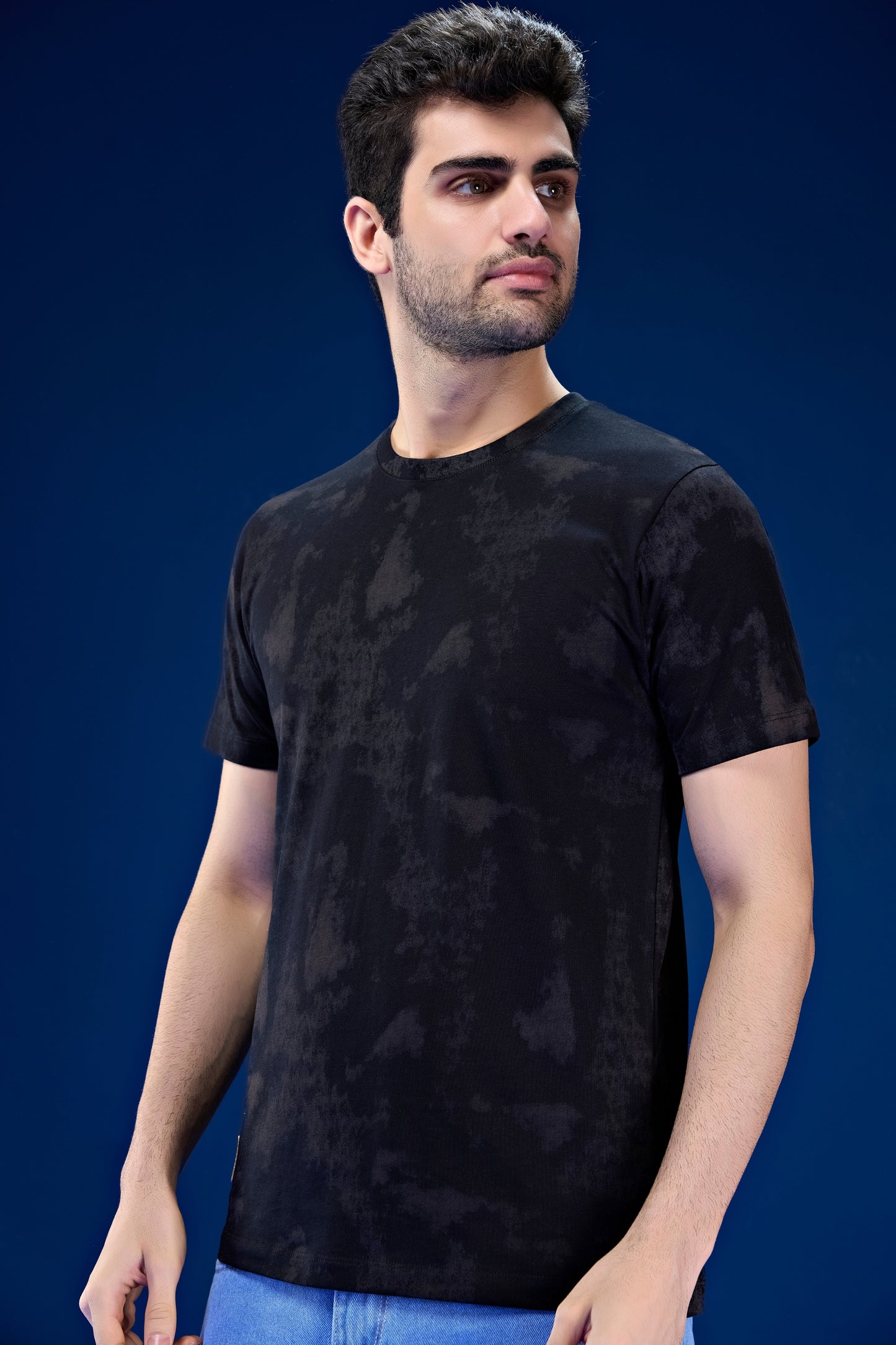 Black - AOP Round Neck T-shirt