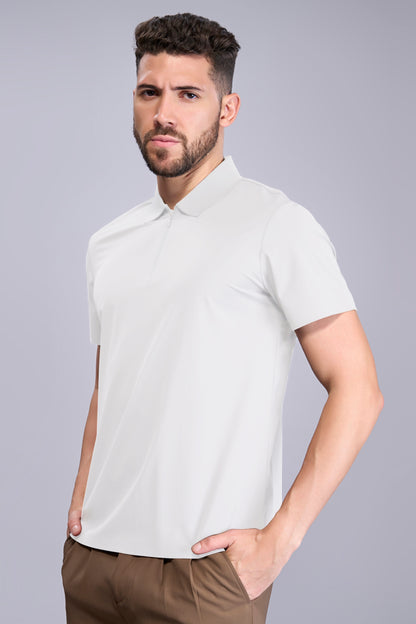 White - Stitchless Zip Polo T-shirt