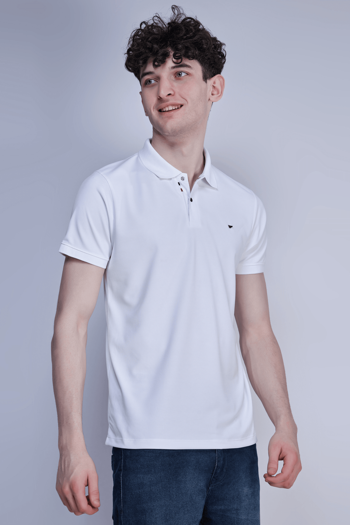 White Crepe Polo T-shirt Polo T-SHIRT Maxzone Clothing   