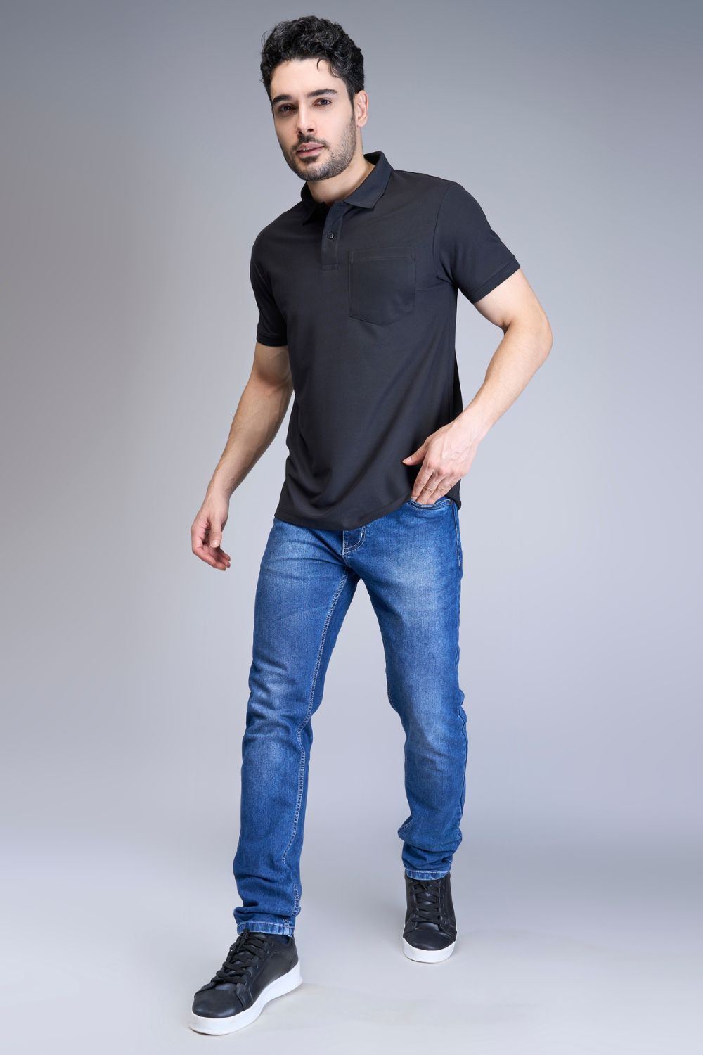 Black Smart Tech Pocket + Polo T-shirts Maxzone Clothing   