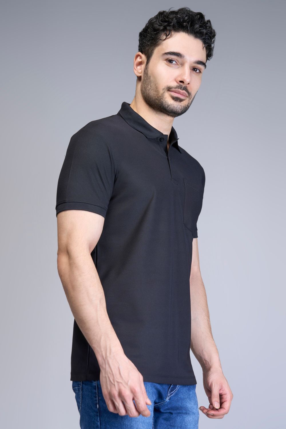 Black Smart Tech Pocket + Polo T-shirts Maxzone Clothing   