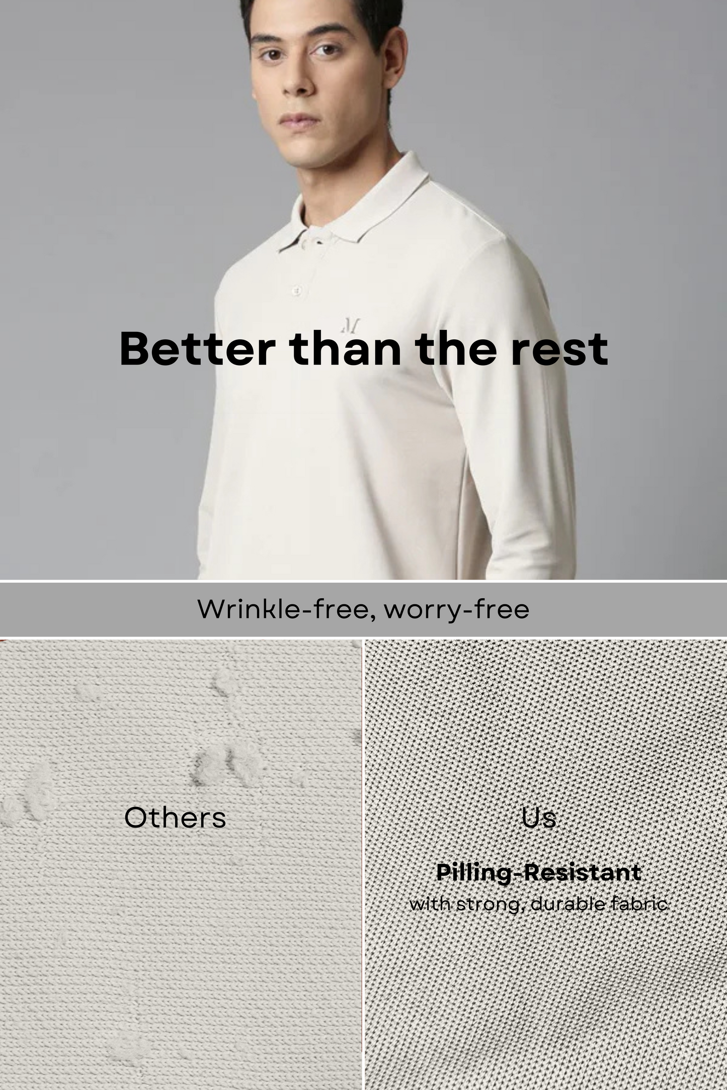 Soft Beige Full Sleeve Smart Tech Polo Full Sleeve T-Shirt Maxzone Clothing