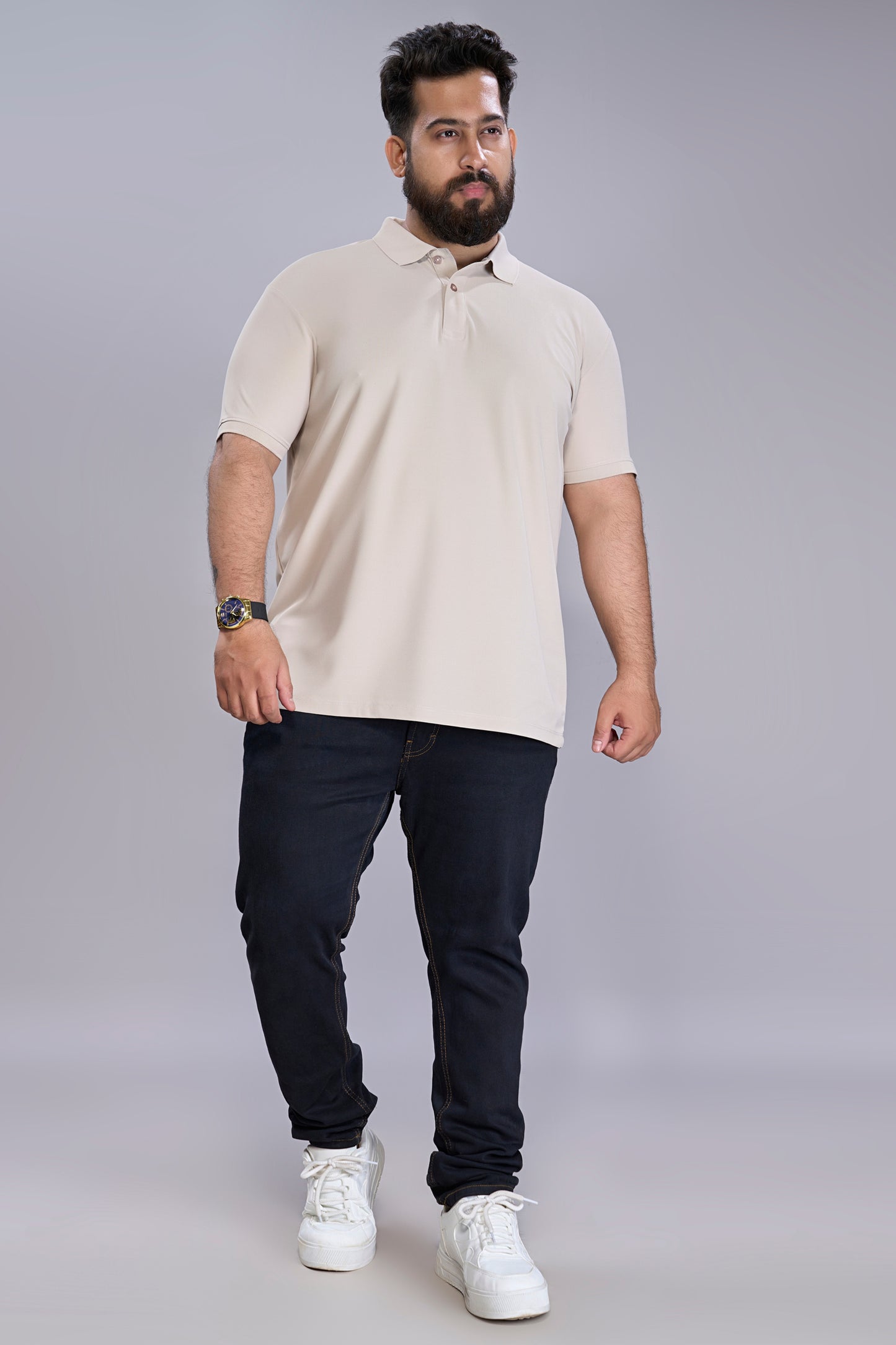 Soft Beige - Smart Tech Polo Plus Size