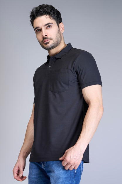 Black Smart Tech Pocket + Polo T-shirts Maxzone Clothing   