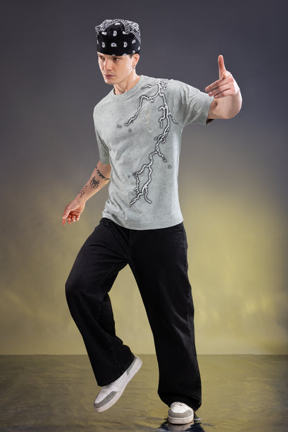 Pale Grey - Hustle Oversize T-shirt