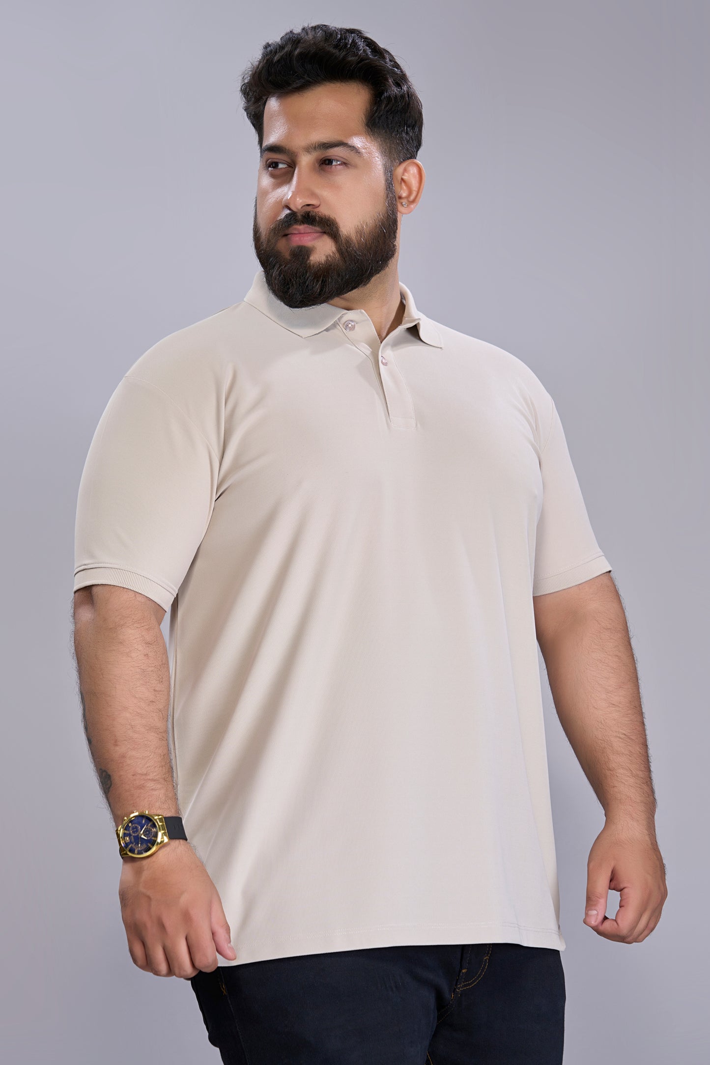 Soft Beige - Smart Tech Polo Plus Size