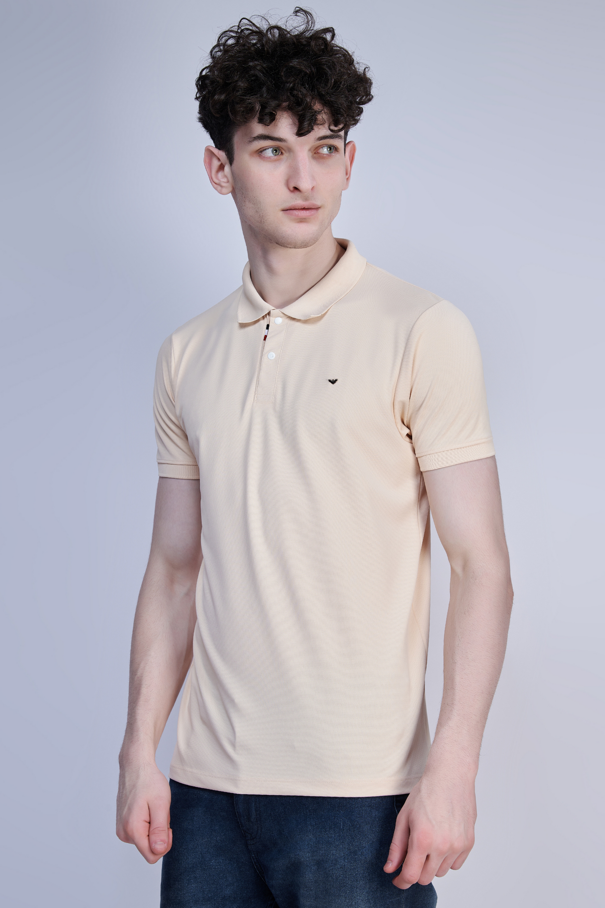 Bisque Crepe Polo T-shirt Polo T-SHIRT Maxzone Clothing   