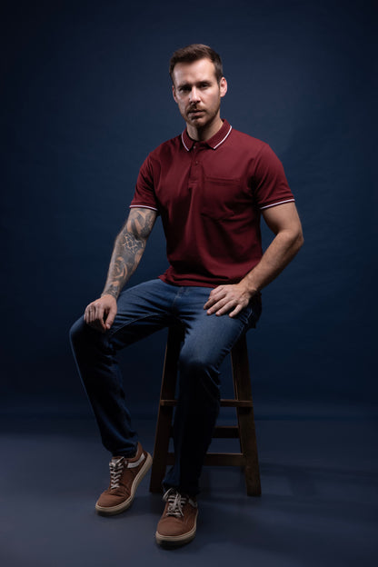 Maroon - Identity Pocket Polo Maxzone Clothing