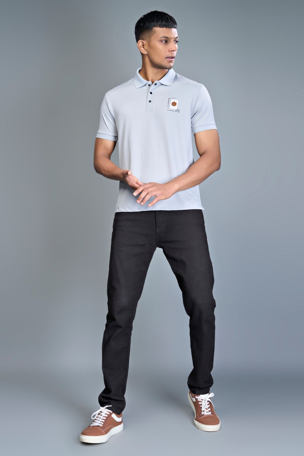 3 Buttons Polo Tshirt - LT. Grey  Maxzone Clothing   