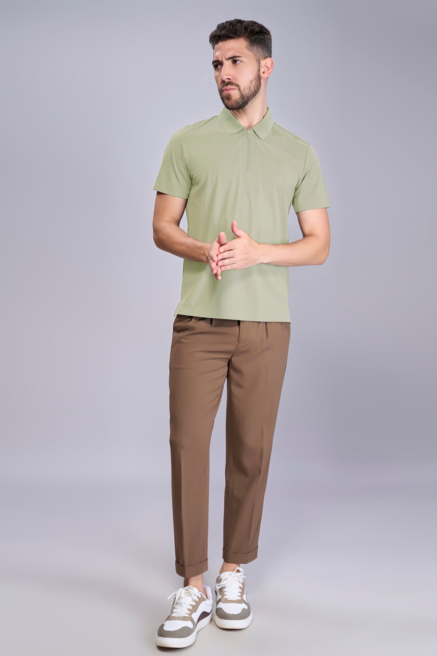 Pista Green - Stitchless Zip Polo T-shirt