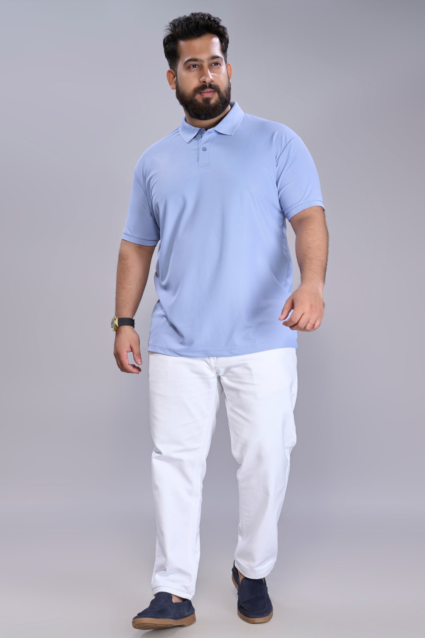 Ice Blue - Smart Tech Polo Plus Size