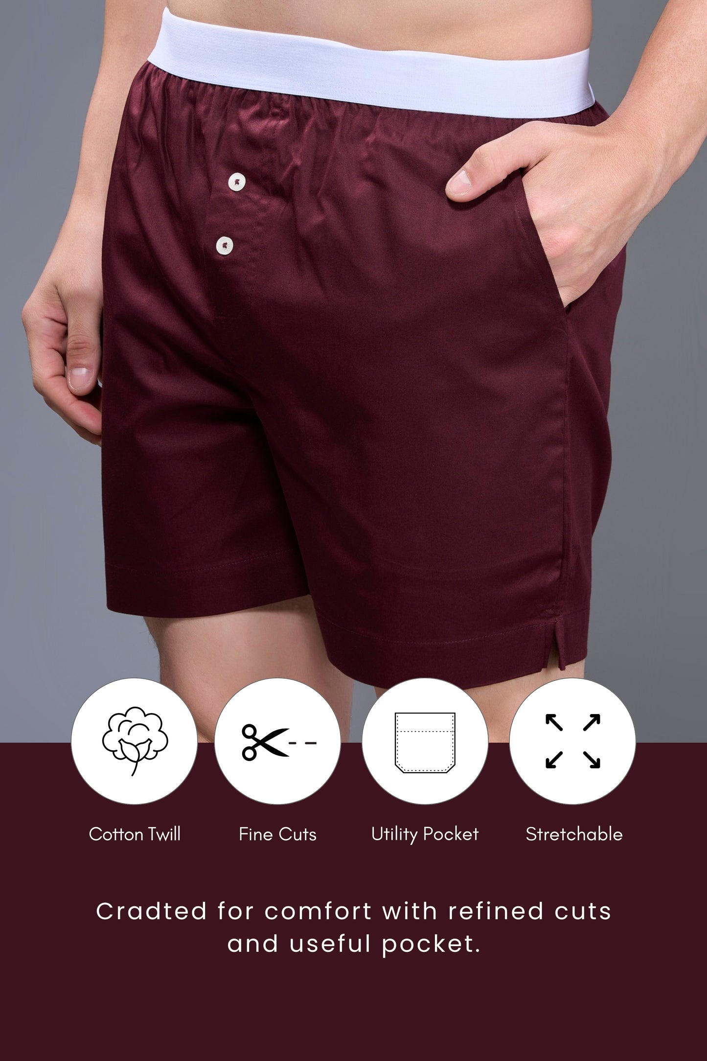 Maroon - Bare Comfort Boxer