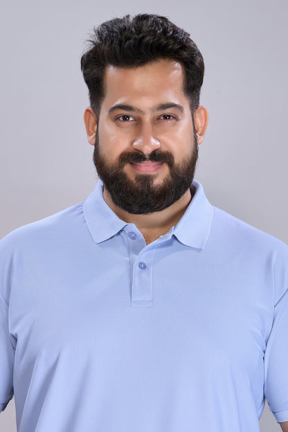 Ice Blue - Smart Tech Polo Plus Size