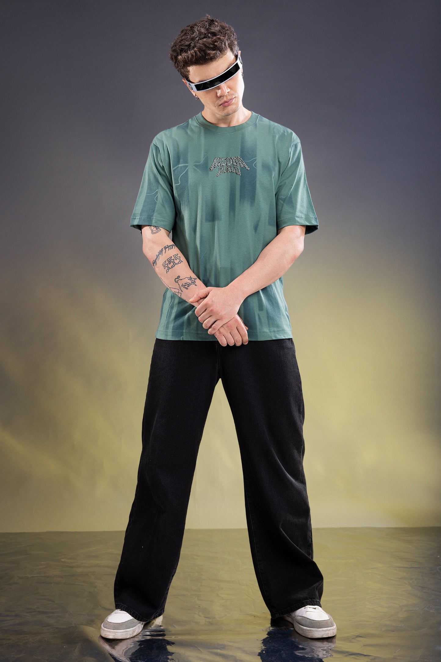 Teal Green - Hustle Oversize T-shirt