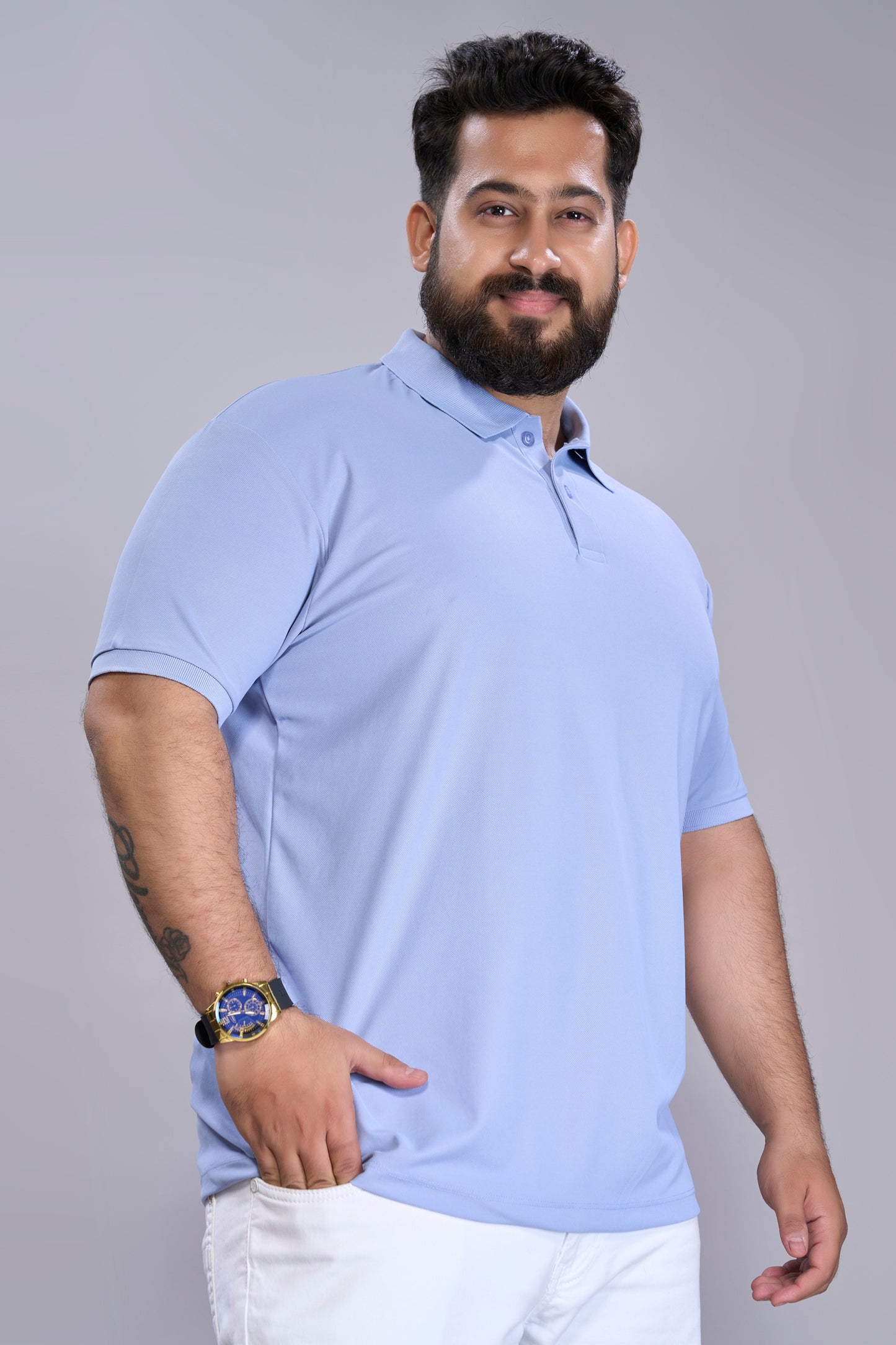 Ice Blue - Smart Tech Polo Plus Size