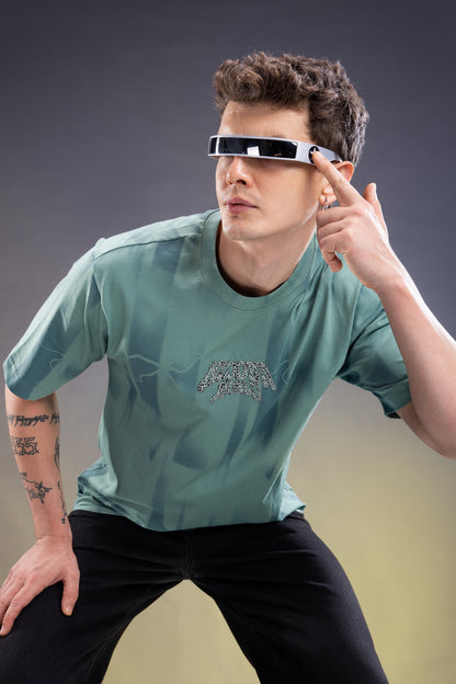 Teal Green - Hustle Oversize T-shirt