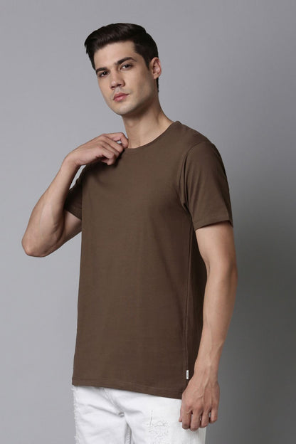 Brown Cotton IQ Basics T-SHIRT Maxzone Clothing 36/S