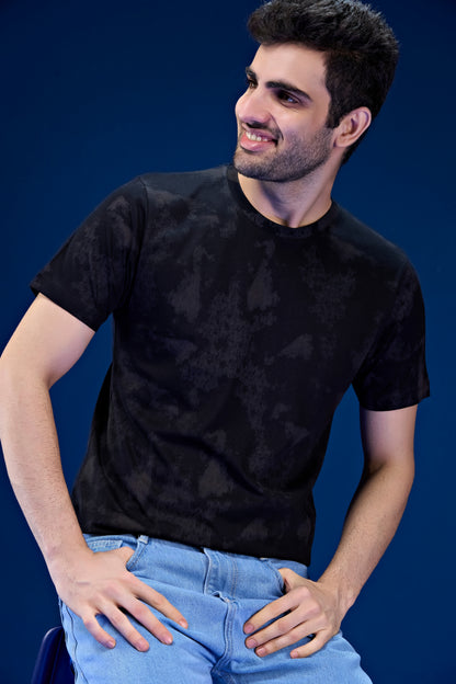 Black - AOP Round Neck T-shirt